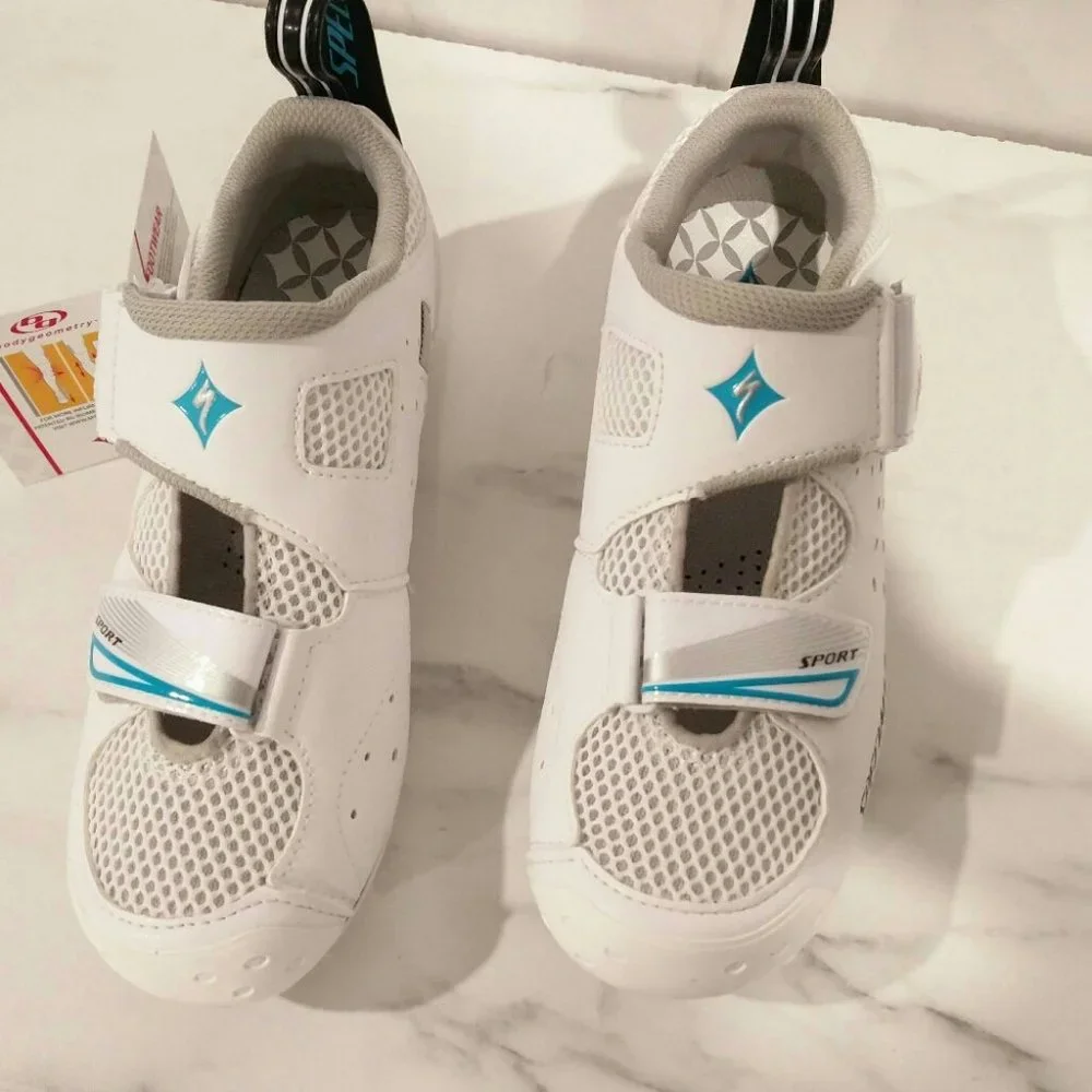 NWB Specialized Trivent Triathlon Cycling Shoes White Aqua 6.5 - Picture 6 of 14